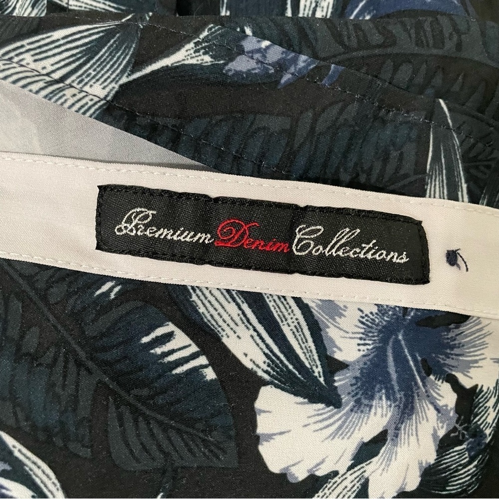 Fried Denim Slim Fit Floral Button Down Shirt Mens Size XL Black Blue - Picture 5 of 8